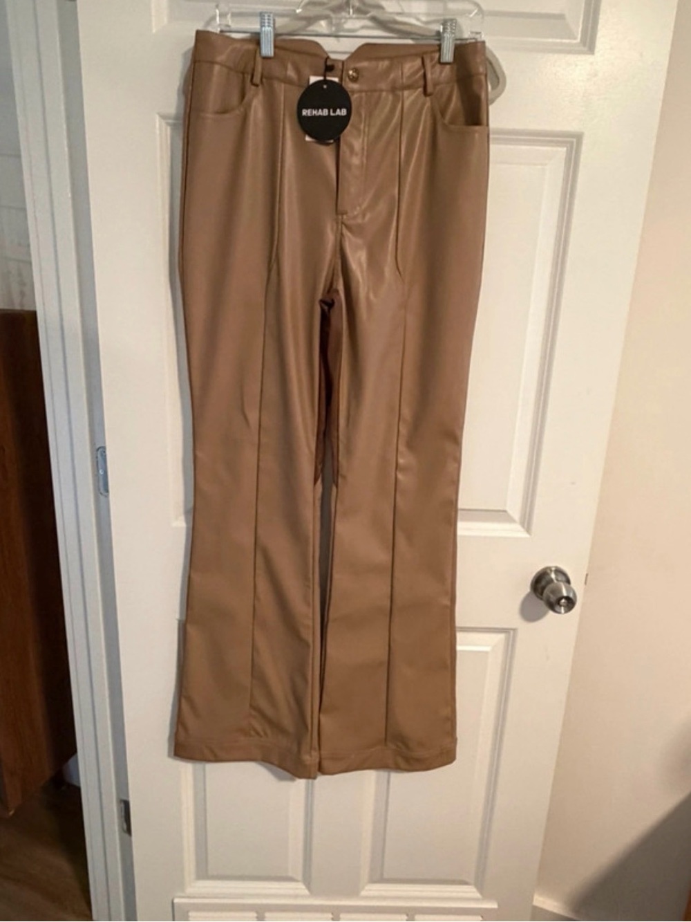 Rehab Tan Faux Leather Boot Cut Pants